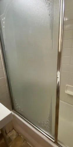 Shower door, after the clean